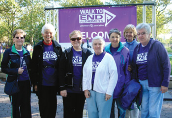 Sister Camille D’Arienzo, R.S.M. (second from left) taking part in an Alzheimer’s Walk in 2011.
