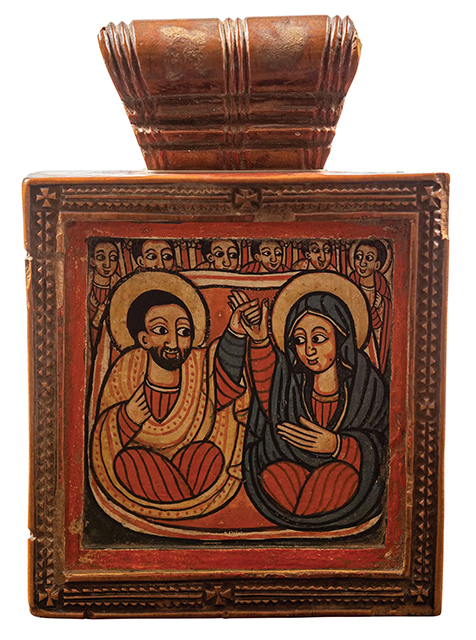 A 20th-century icon from Ethiopia depicting the Mother of God and the Ethiopian Orthodox Church’s Feast of the Covenant of Mercy.