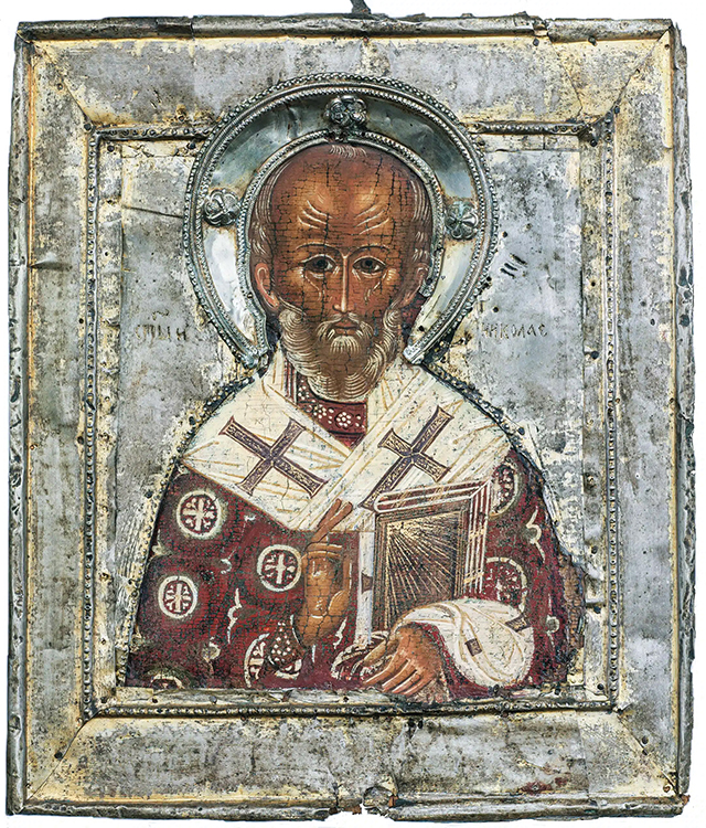 A Russian icon of Saint Nicholas from the mid-17th century